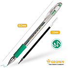 Ручка гелевая Crown "Hi-Jell Grip" 0,5мм, с резиновым упором для пальцев, зеленая, фото 3