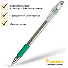 Ручка гелевая Crown "Hi-Jell Grip" 0,5мм, с резиновым упором для пальцев, зеленая, фото 5