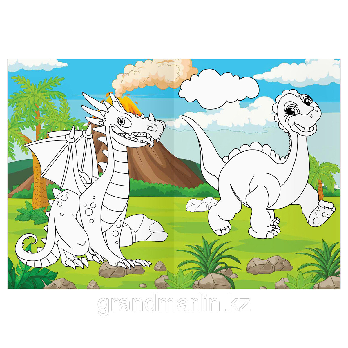 Раскраска А4 ТРИ СОВЫ "Динозавры и драконы", 16стр., цветной фон - фото 3 - id-p115317501