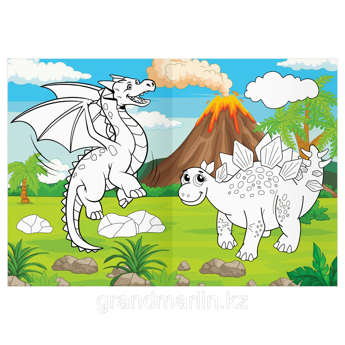 Раскраска А4 ТРИ СОВЫ "Динозавры и драконы", 16стр., цветной фон - фото 4 - id-p115317501