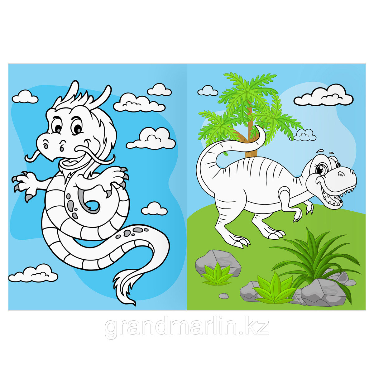 Раскраска А4 ТРИ СОВЫ "Динозавры и драконы", 16стр., цветной фон - фото 7 - id-p115317501