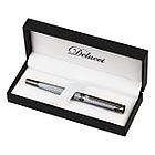 Ручка перьевая Delucci "Stellato" черная, 0,8мм, корпус серебро/хром, подарочный футляр, фото 3