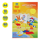 Цветная бумага А4, Мульти-Пульти, 100л., 10цв., тонированная, в термоусадке, "Приключения Енота", фото 3