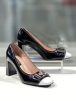 Стильные женские туфли "Paoletti" натуральная кожа черного цвета