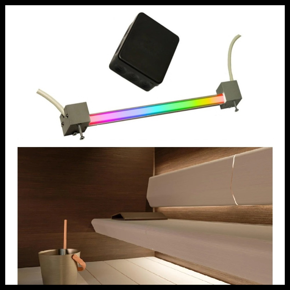 Линейная подсветка спинок и полков в русской бане Cariitti Sauna Linear RGBW Led 1М (длина=1 м, разноцветное)