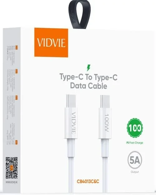 Зарядный кабель Vidvie CB4013СС 5A 100W Type-C to Type-C 1m - фото 1 - id-p115304565