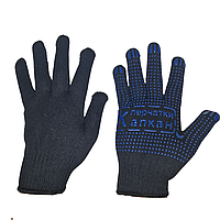 Перчатки Капкан ХБ с ПВХ, черные, 5 нитей, 7 класс