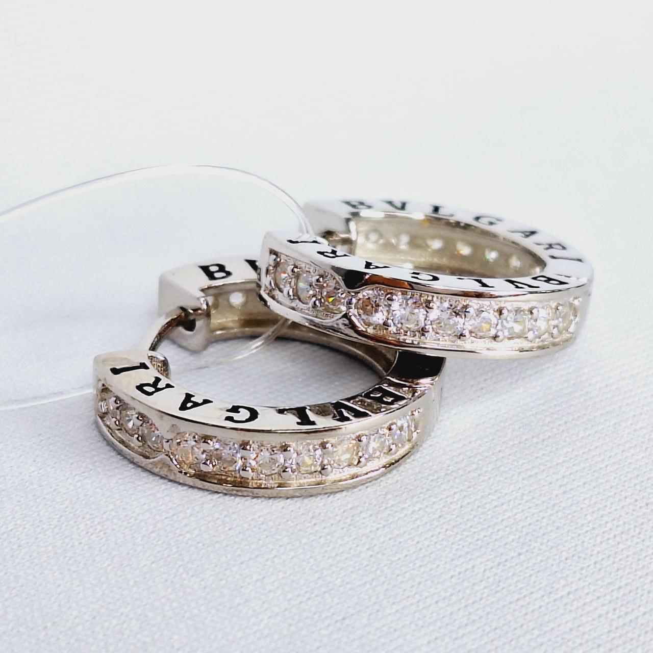 Серьги из серебра с фианитами N665 вид bulgari, конго