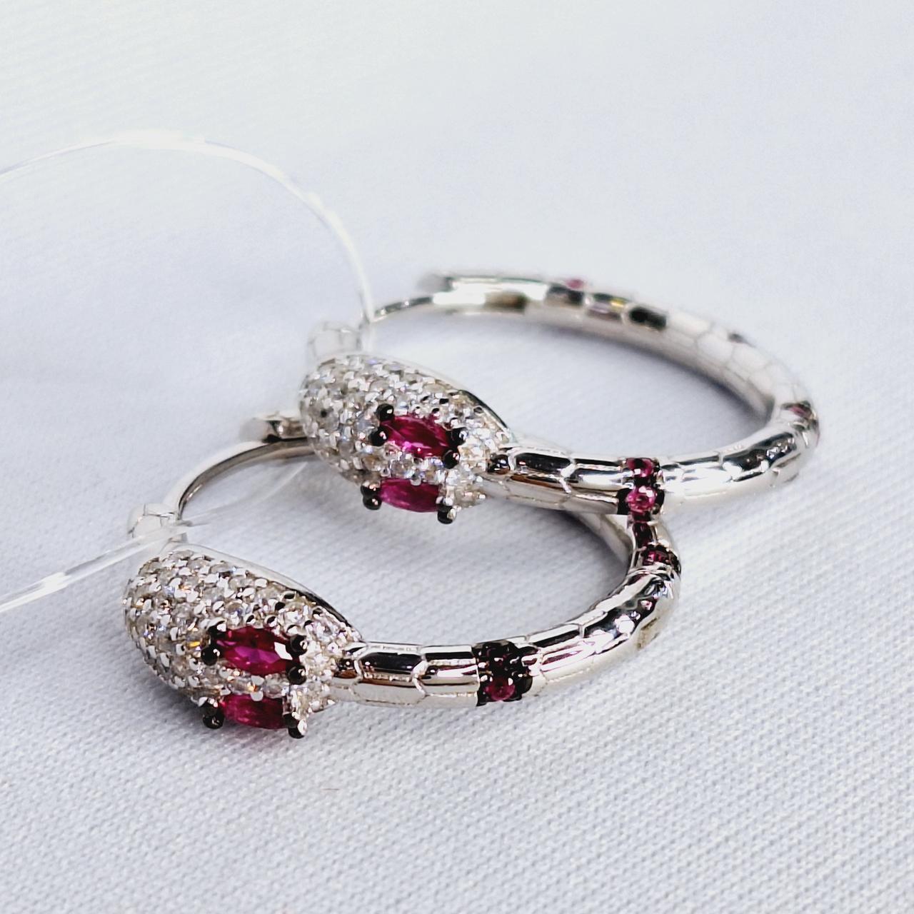 Серьги из серебра с фианитами N347 вид змея, конго, фото 1