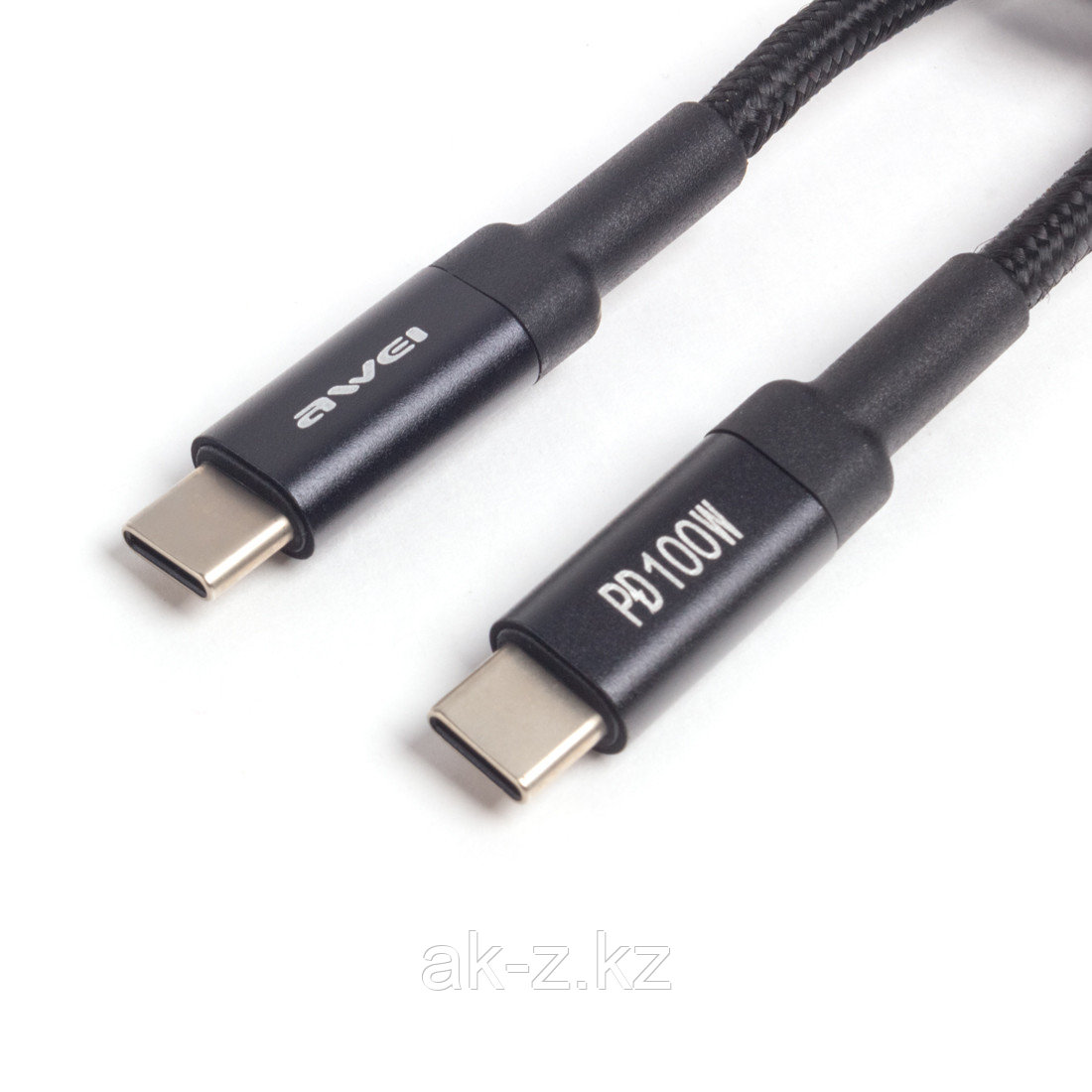 Интерфейсный кабель Awei Type-C to Type-C CL-117T 100W 5A 1m Чёрный - фото 3 - id-p115345556