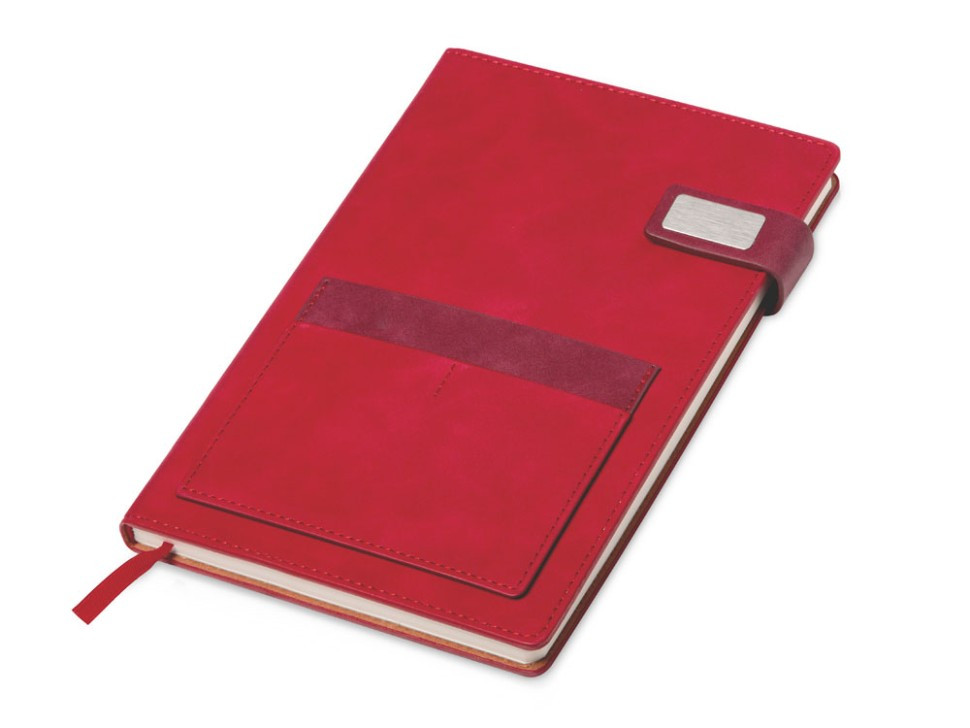 Бизнес блокнот А5 Freya с клапаном и карманом для визиток, твердая обложка, 128 листов, красный и бор - фото 1 - id-p115356997