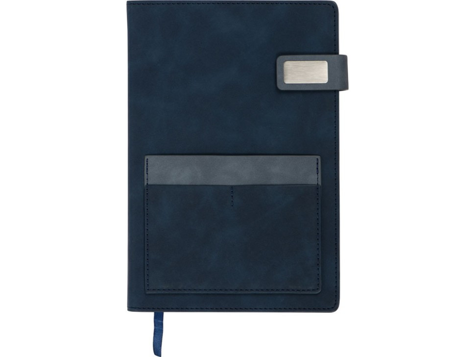 Бизнес блокнот А5 Freya с клапаном и карманом для визиток, твердая обложка, 128 листов, синий и темно - фото 2 - id-p115356999