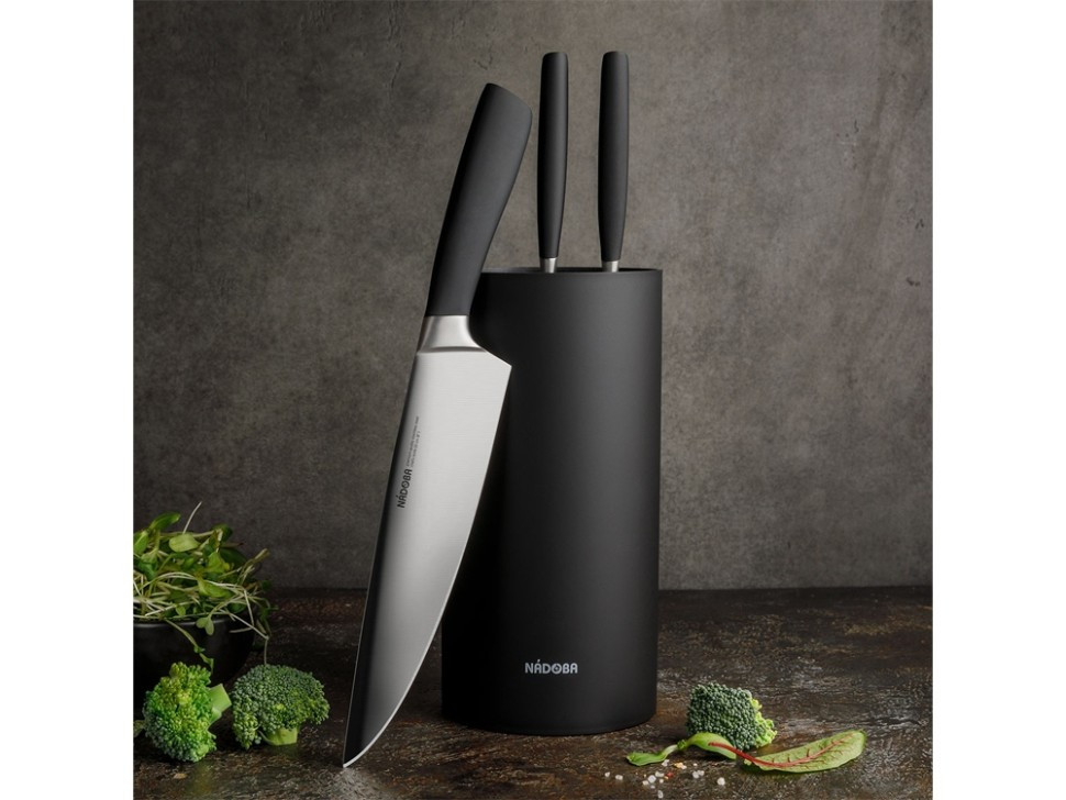 Набор из 3 кухонных ножей в универсальном блоке, NADOBA, серия UNA - фото 7 - id-p115356101