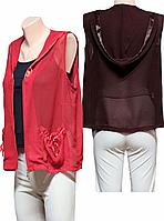 Женский Шифоновый Летний Кардиган - Жилет с Топом на Молнии с Капюшоном