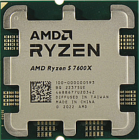 Процессор AMD Ryzen 5 7600X 4,7Гц (5,3ГГц Turbo) 6C/12T 32MB L3 105W-142W AM5 OEM 100-000000593