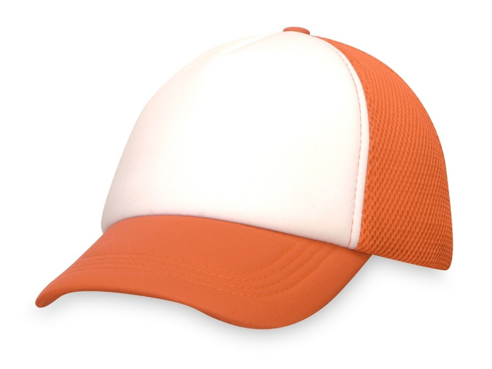Бейсболка под сублимацию с сеткой Newport, оранжевый/белый - фото 4 - id-p115357338