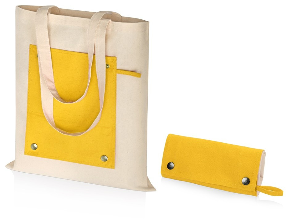 Складная хлопковая сумка для шопинга Gross с карманом, желтый - фото 1 - id-p115357340