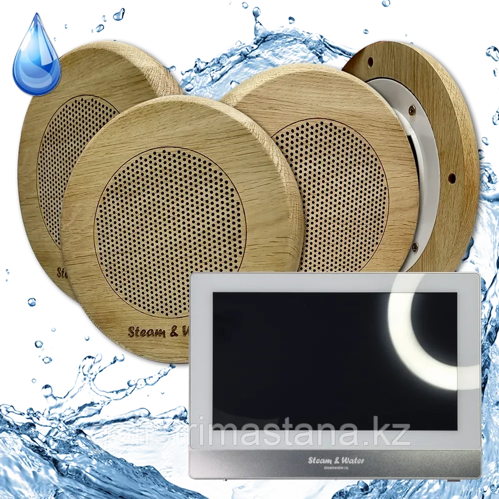 Комплект влагостойкой акустики для бани и сауны SAUNA SOUND (круглая решетка) R2 4 колонки - фото 1 - id-p115359425