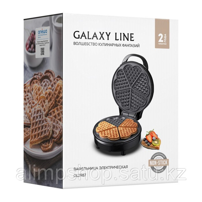 Вафельница электрическая Galaxy LINE GL 2987, 1200 Вт, антипригарное покрытие, чёрно-серая - фото 7 - id-p115359490