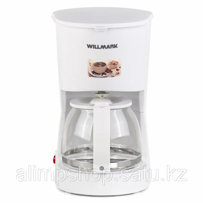 Кофеварка WILLMARK WCM-1350D, капельная, 900 Вт, 1.2 л, белая - фото 2 - id-p115384520