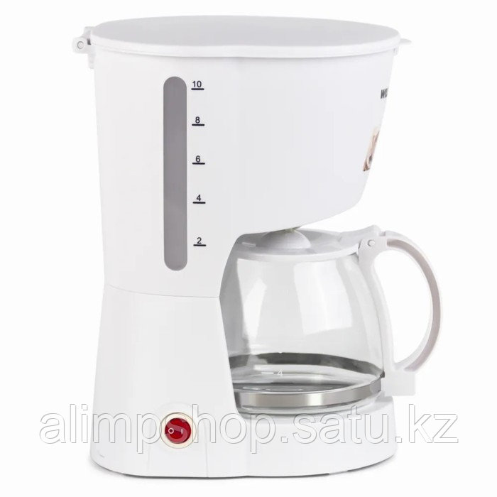 Кофеварка WILLMARK WCM-1350D, капельная, 900 Вт, 1.2 л, белая - фото 3 - id-p115384520