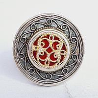 Кольцо Алматы M414 серебро без покрытия вставка эмаль вид круглый, национальный