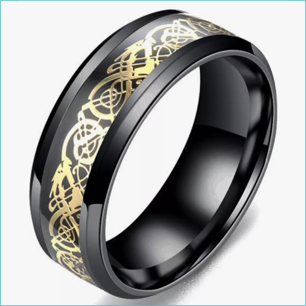 Кольцо "Стиль дракона" (Black & Gold р.19)