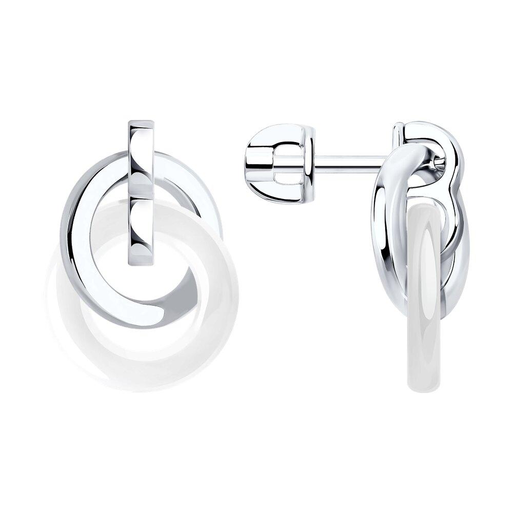 Серьги из серебра с керамическими вставками  94025679 ,, фото 1