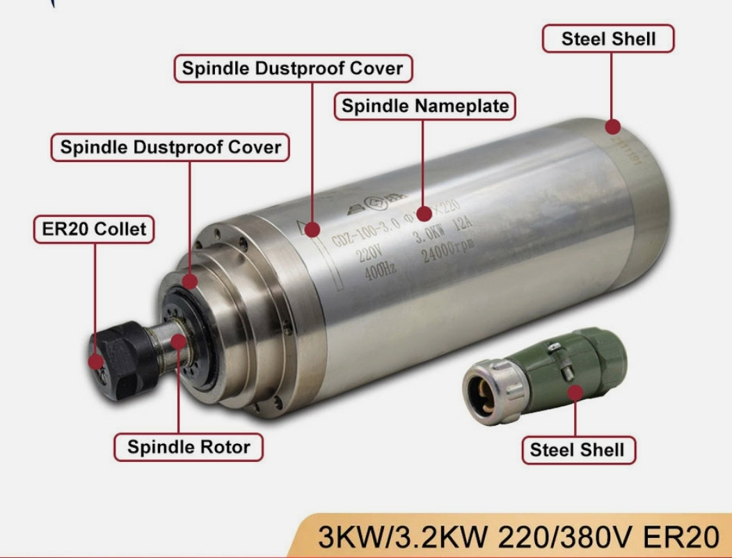 Шпиндель для ЧПУ 3.0 кВт, 220 В
