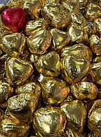 Шоколадные сердечки с ореховым кремом ЗОЛОТЫЕ 1кг (на вес)