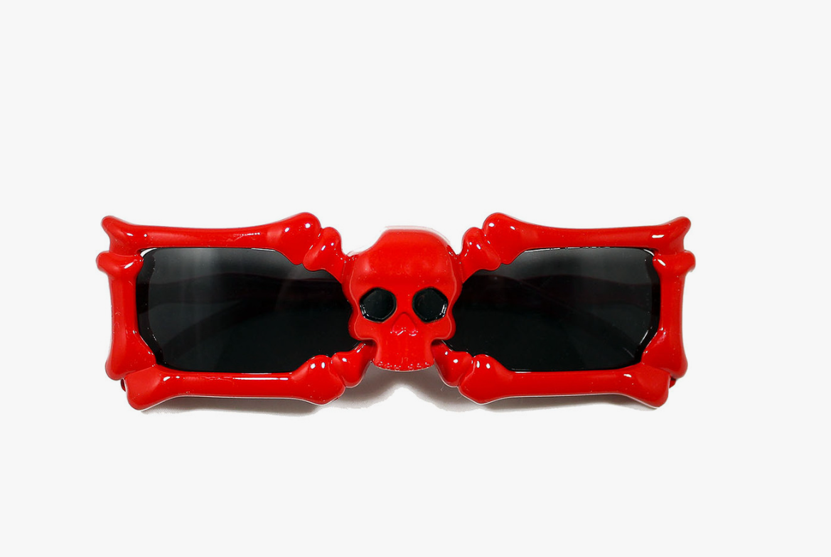 Прикольные очки с черепом красные - фото 4 - id-p115400700