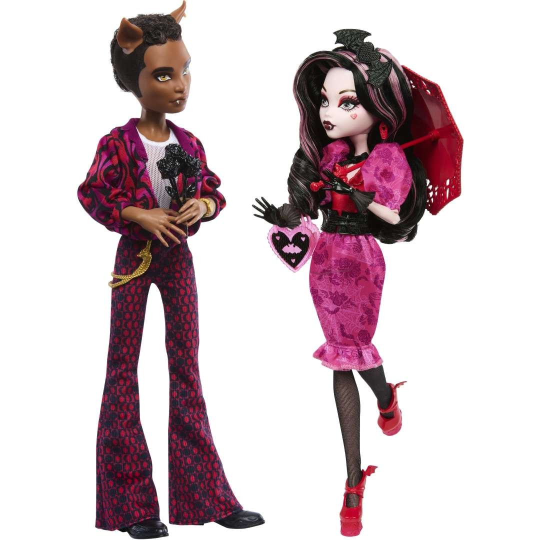 Оригинальная кукла Monster High Draculaura And Clawd Wolf Collectible Dolls, Howliday Love Edition Two-Pack - фото 2 - id-p115400901