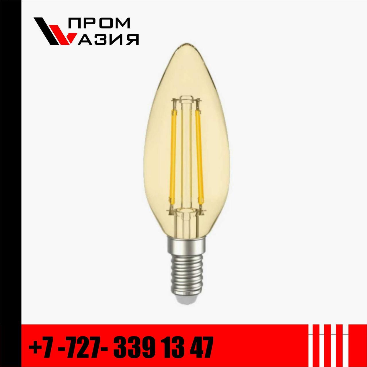 Лампа филаментная LED C35 свеча золото 7Вт 230В 2700К E14 серия 360° - фото 1 - id-p108104513
