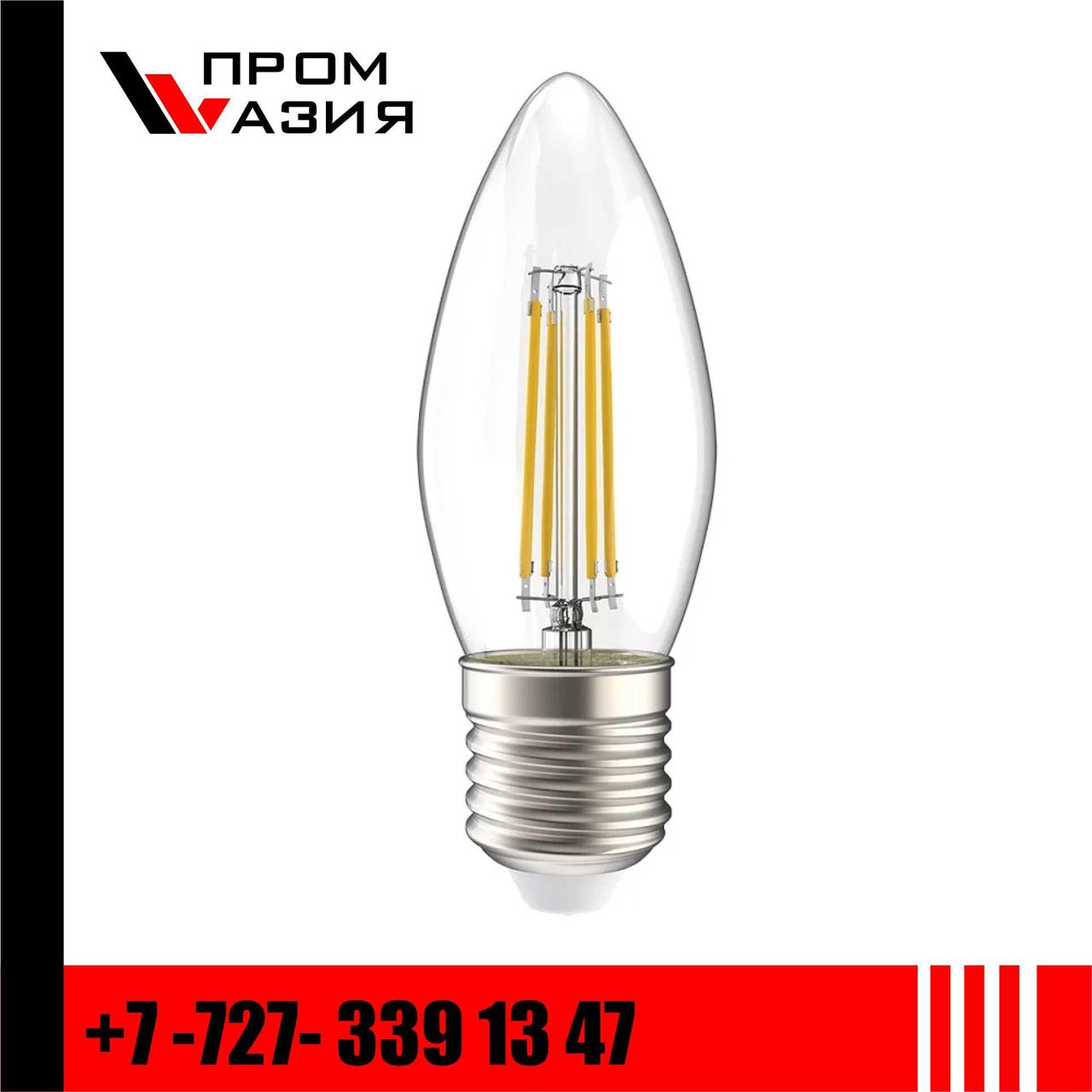 Лампа LED Филаментная C35 свеча прозрачная 7Вт 230В 3000К E27 серия 360°