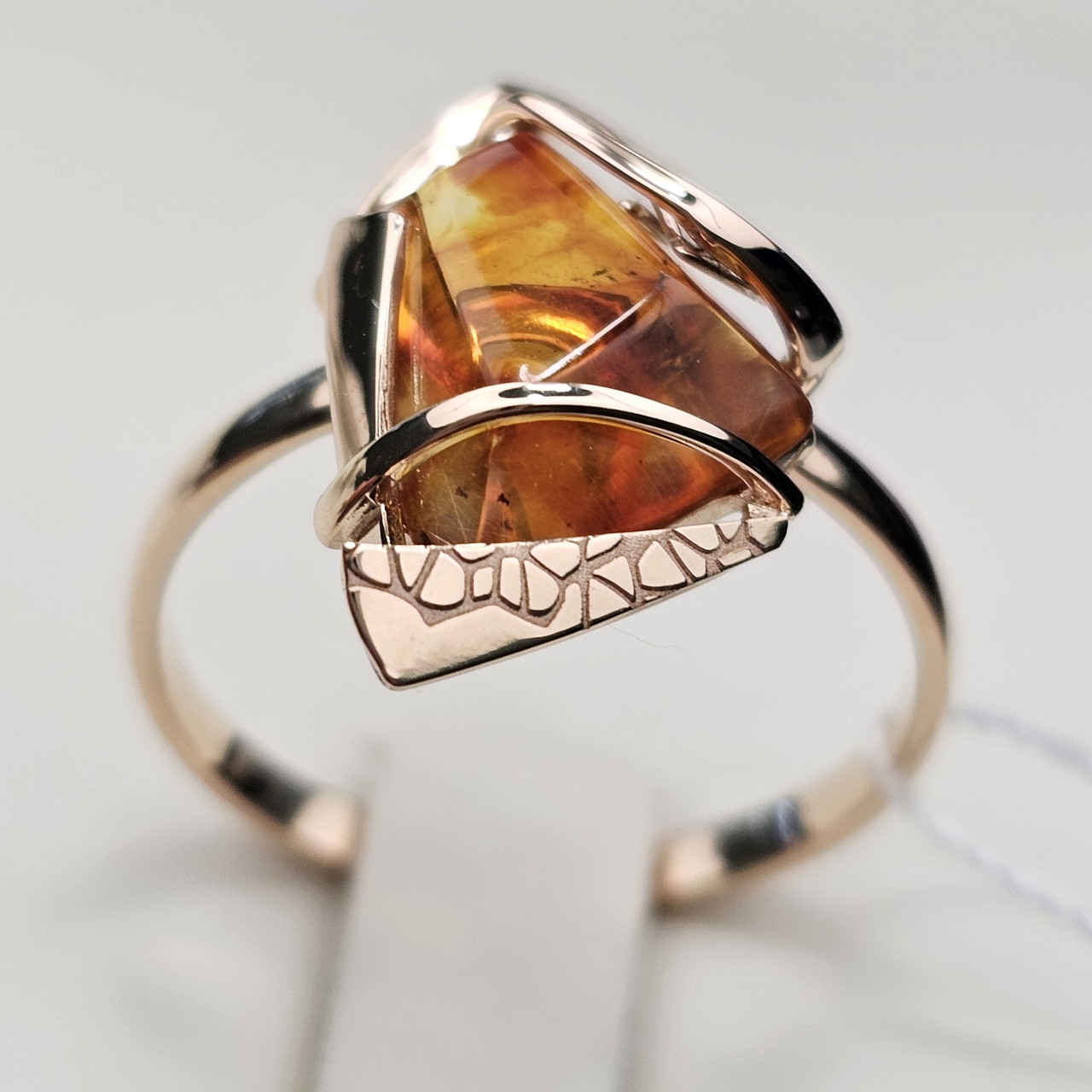 Золотое кольцо 585 проба к/з 2.50 гр. Янтарь, размер 18 - фото 6 - id-p115395604