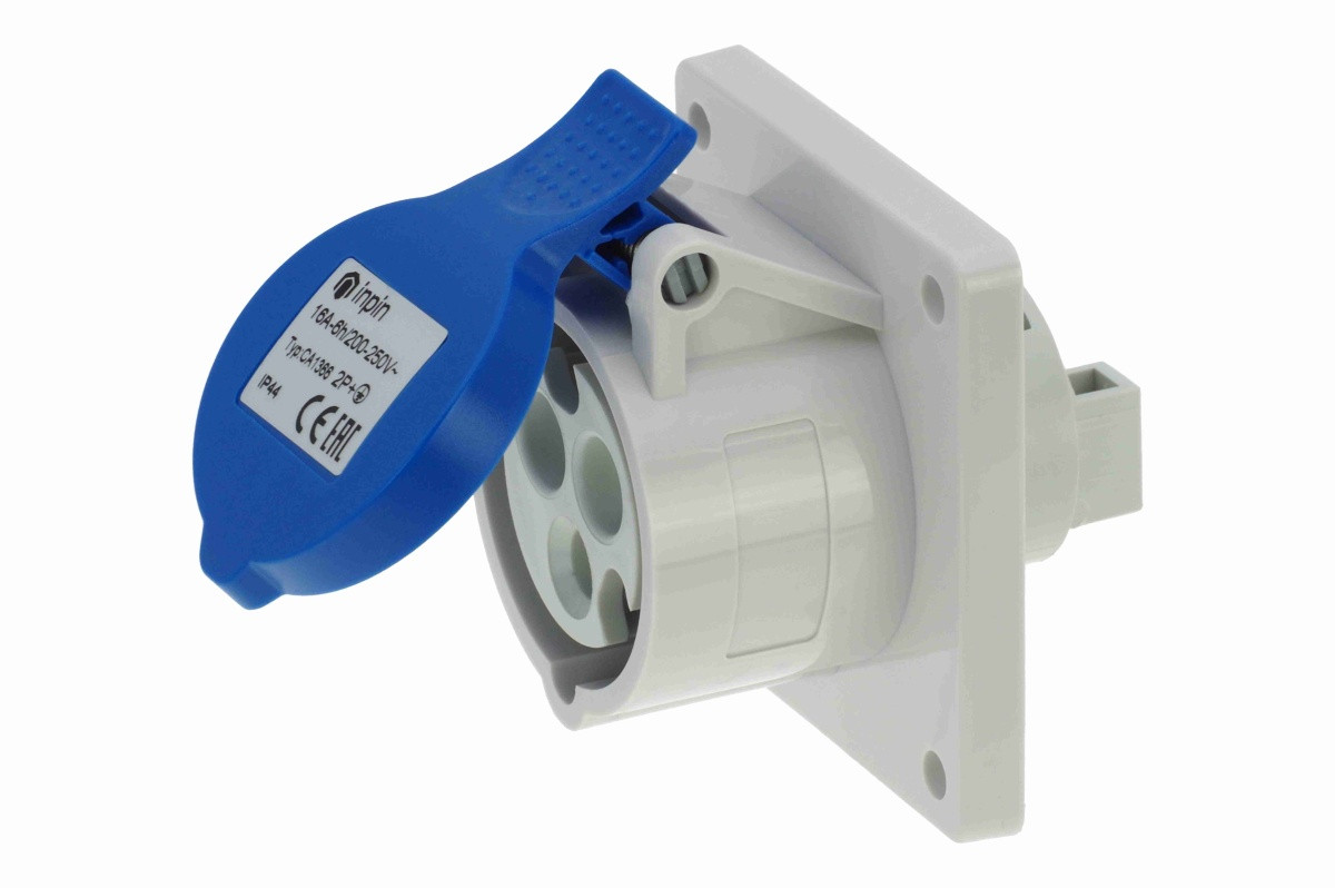 CA1366 INPIN Розетка встраиваемая 16A/230V/1P+N+E/IP44 фланец 75x75