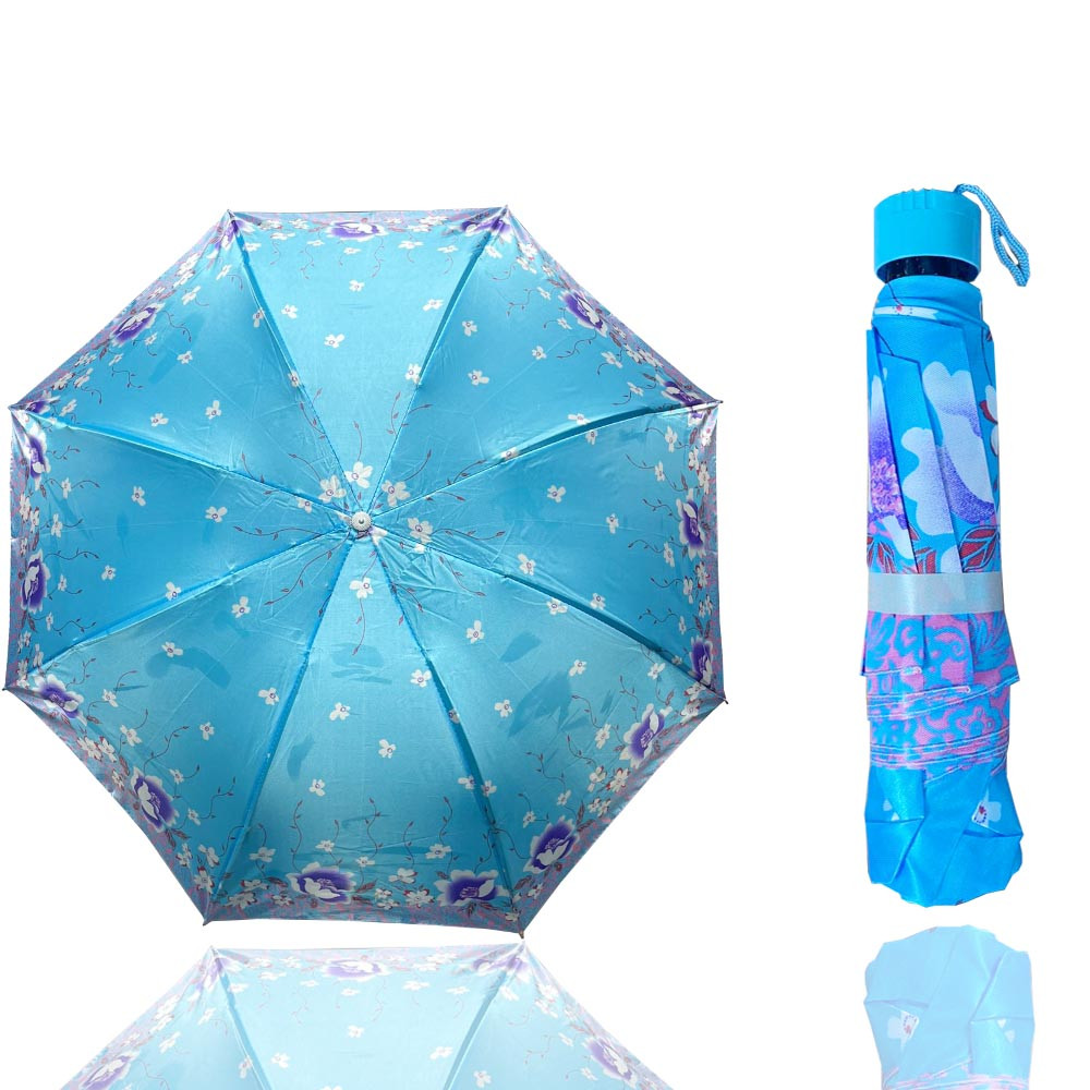 Зонт складной механический 95 см голубой