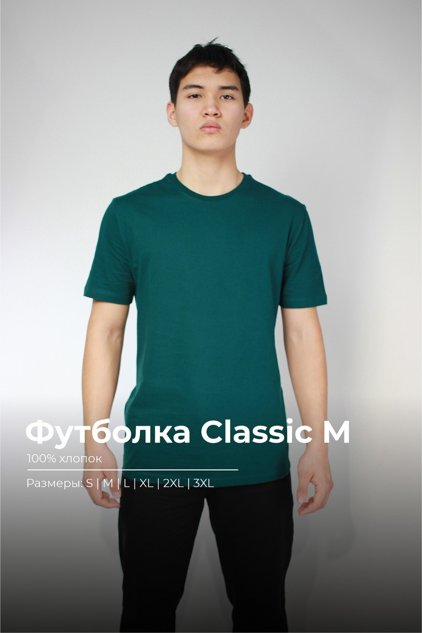 Д ңгелек мойыны бар классикалық ерлерге арналған унисекс Модис жасыл түсті футболка - фото 1 - id-p115433233