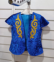 Жилет (размеры 3-7 л) казахский национальный с орнаментами для девочек синий