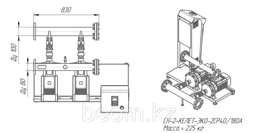 СН-2-КЕЛЕТ-ЭКО-2CP40/180A ( от 0 до 48 м 3/час | от 60 до 88 м Напор) - фото 4 - id-p115434216