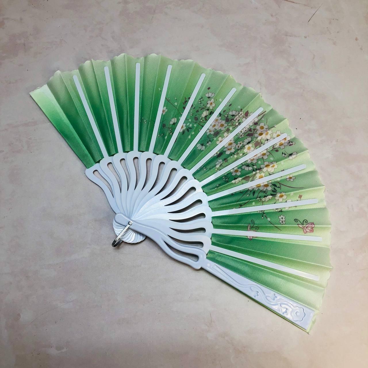 Веер в японском стиле "Сакура" зеленый - фото 4 - id-p115434259