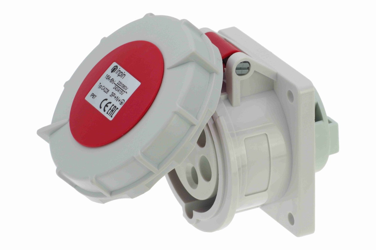 CA228 INPIN Розетка встраиваемая 16A/400V/3P+N+E/IP67 фланец 75x75