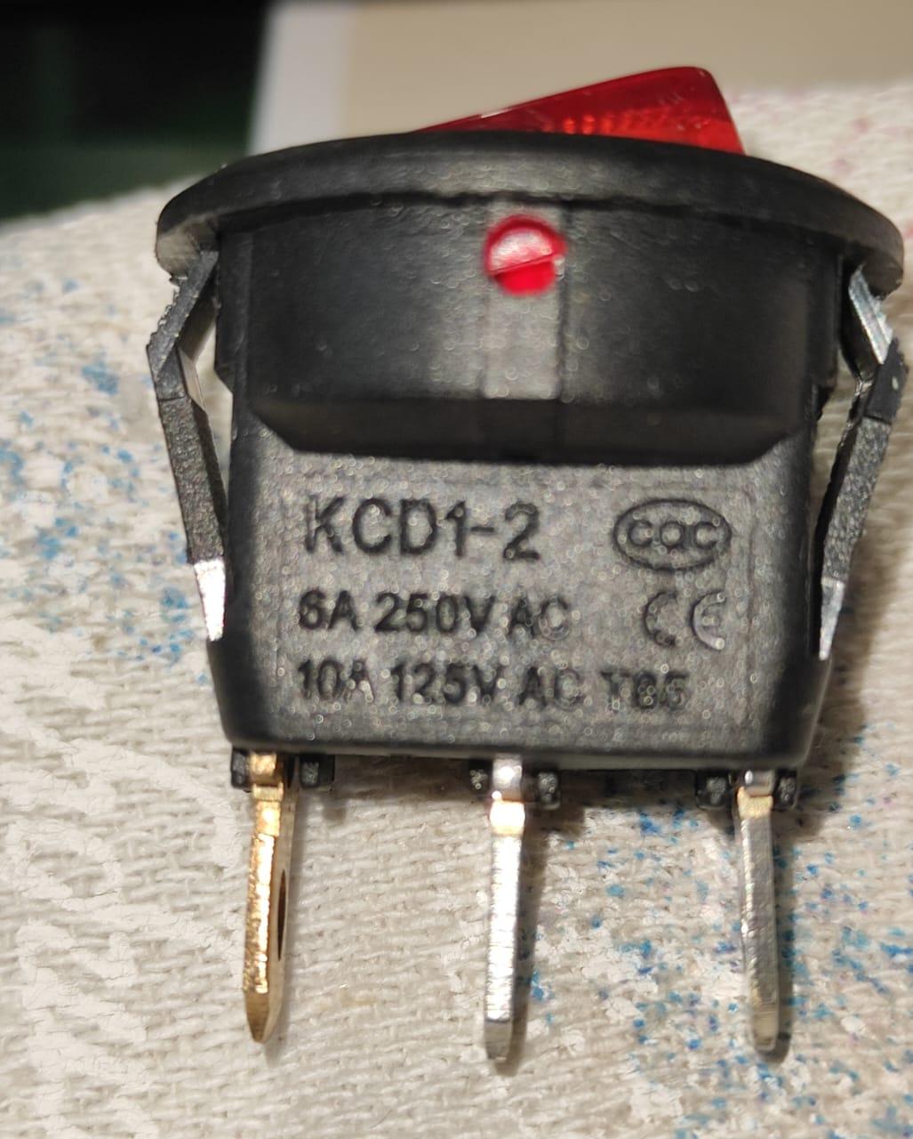 Выключатель 3-х контактный KCD1-2 ON-OFF красная подсветка 6A250V - фото 1 - id-p115439165