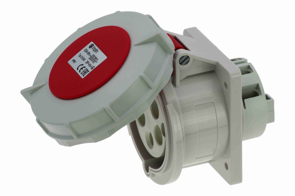 CA240 INPIN Розетка встраиваемая 32A/400V/3P+N+E/IP67 фланец 75x85