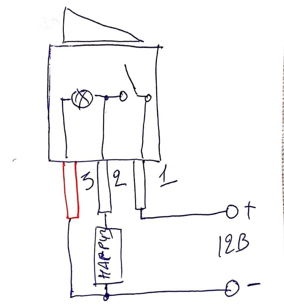 Выключатель 3-х контактный KCD1-2 ON-OFFжелтая подсветка 20A/12V - фото 6 - id-p115443498