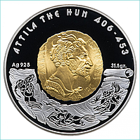 Монета "Аттила" 100 тенге (Серебро 925)