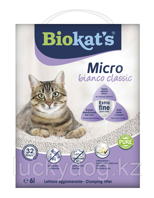 Biokat s Micro Bianco Classic Комкующийся наполнитель для туалета 6л - фото 1 - id-p3603547