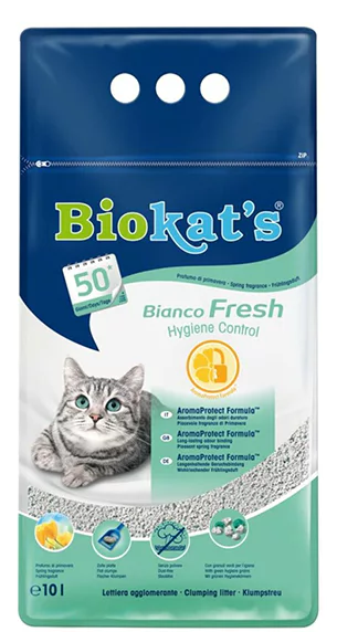 Biokat’s Bianco Fresh с ароматом свежескошенной травы белый комкующийся 9 кг