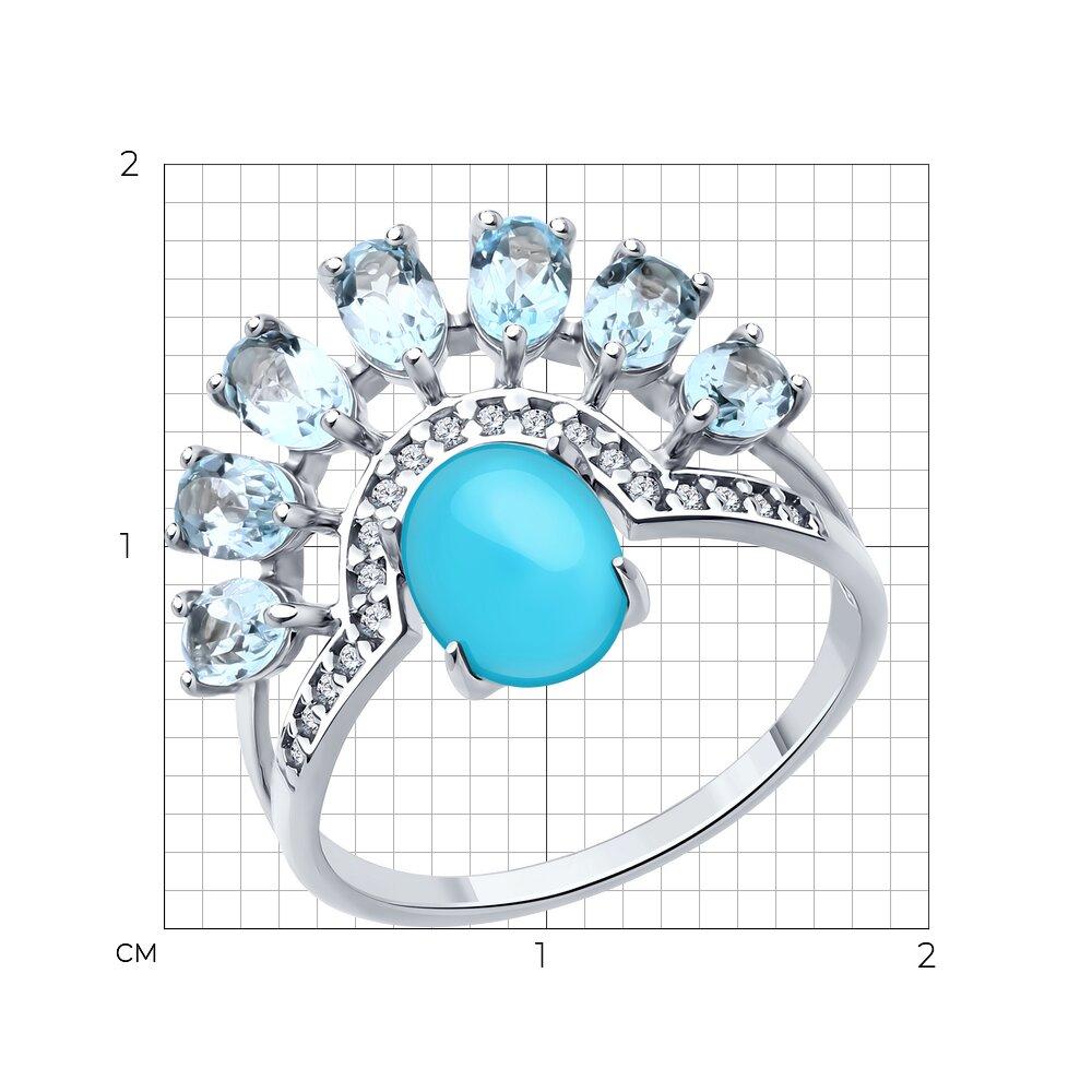 Кольцо из серебра с миксом камней Diamant 94-310-02681-1 покрыто родием - фото 3 - id-p115444552