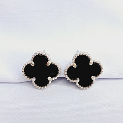 Серьги из серебра с фианитами  N266  вид van cleef